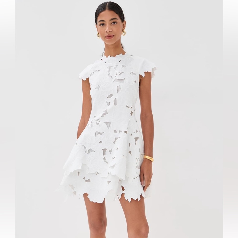 Simkhai Holloway Mini Dress White Asymmetrical Floral